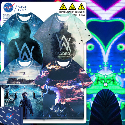 NASA艾伦沃克棉花糖同款短袖男T恤夏季AlanWalker电音DJ衣服体恤