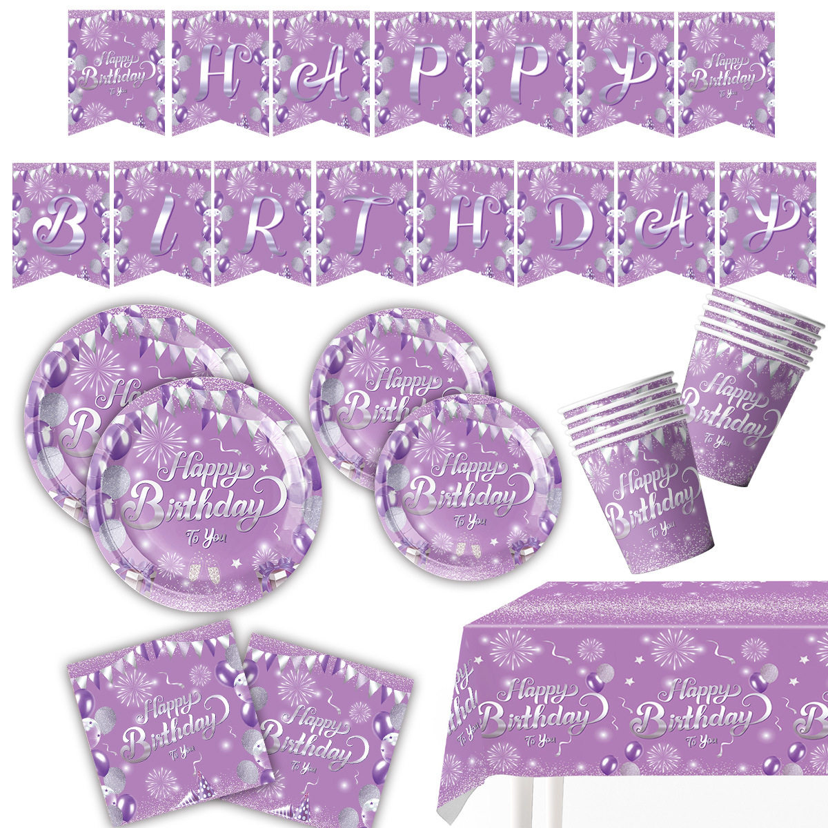 紫色钻石主题生日派对餐具生日纸盘纸杯纸巾桌布横幅聚会布置用品,节庆用品/礼品,节日装扮用品,淘宝优惠券,粉丝福利购,淘宝优惠卷