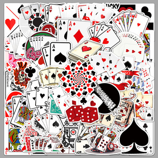 50张赌场扑克牌花色涂鸦贴纸个性创意潮流酷玩装饰行李箱手机贴纸