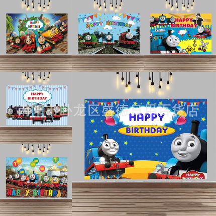Thomas托马斯小火车主题生日派对装饰背景布客厅海报横幅场景布置