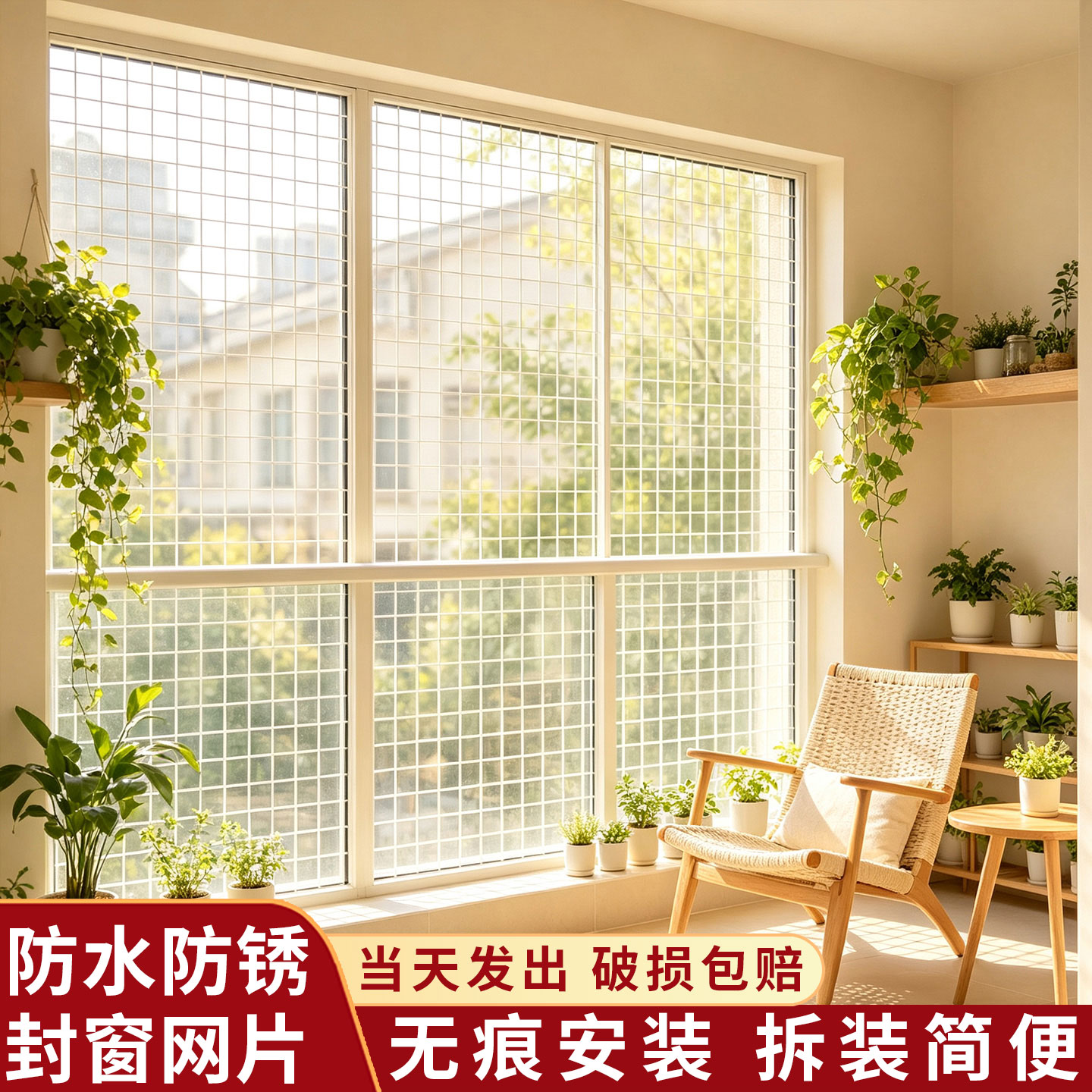 防猫咪封窗网阳台围护栏窗台网格防护网防盗窗户外防漏防坠安全网