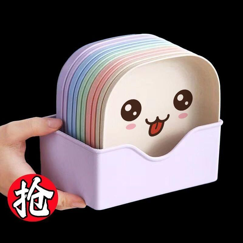 小麦秸秆加厚塑料果盘带底座