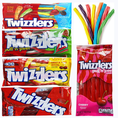 美国进口 多滋乐Twizzlers草莓扭扭糖彩虹吸管软糖詹姆斯同款零食