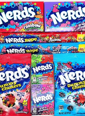 美国旺卡Nerds彩虹浆果绳子糖哔哩咀嚼音小红书jennie同款扭扭糖