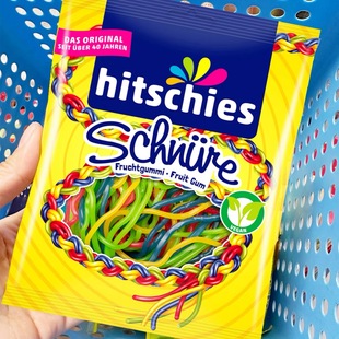 德国Hitschler彩虹条绳子软糖鞋带章鱼酸条海之珠光美人鱼胶囊糖