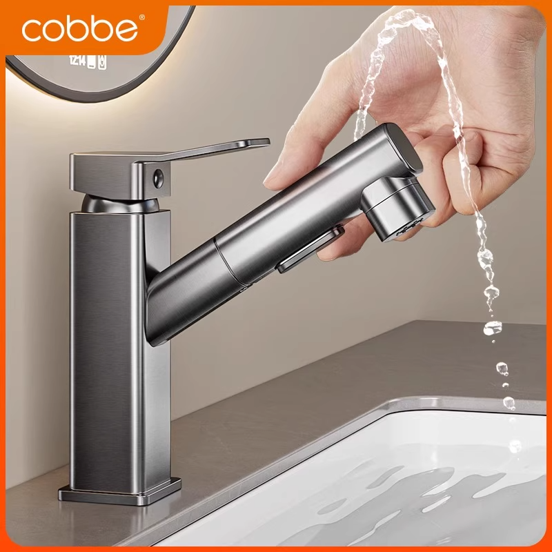 卡贝抽拉式全铜水龙头洗脸盆池面盆台盆浴室柜冷热水洗手盆卫生间