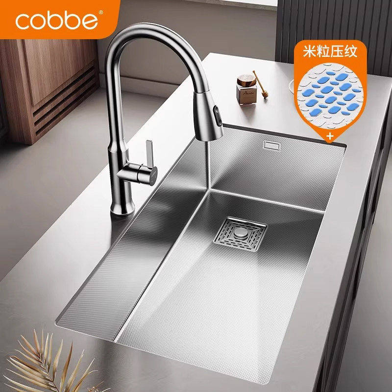 卡贝304不锈钢水槽洗菜盆大单槽厨房菜盆洗碗槽池手工台下盆纳米