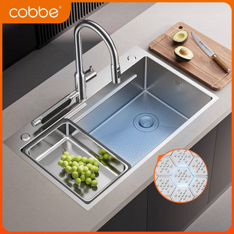 卡贝水槽大单槽304不锈钢加厚洗菜盆家用厨房洗碗洗菜池台下盆