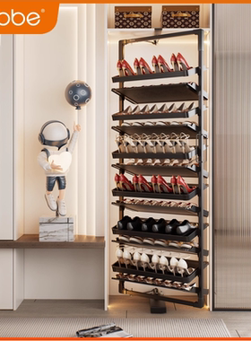 黑色旋转鞋架多层鞋柜子门口收纳省空间家用多功能简易防尘置物架