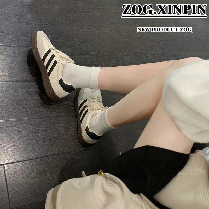百搭小白鞋女2025新款春夏平底复古学生德训鞋休闲板鞋女款运动鞋