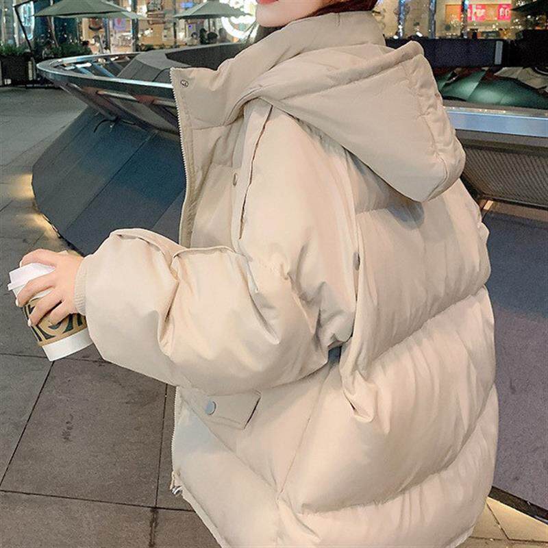 韩版时尚短款连帽宽松百搭加厚棉袄外套潮2024冬季新款面包服女