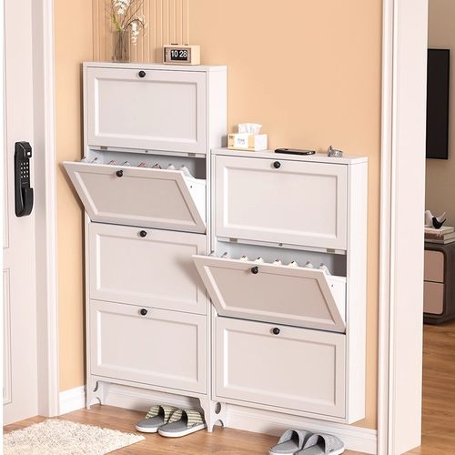 超薄钢制鞋柜家用门口外走廊翻斗鞋柜入户玄关柜简约极窄收纳鞋架