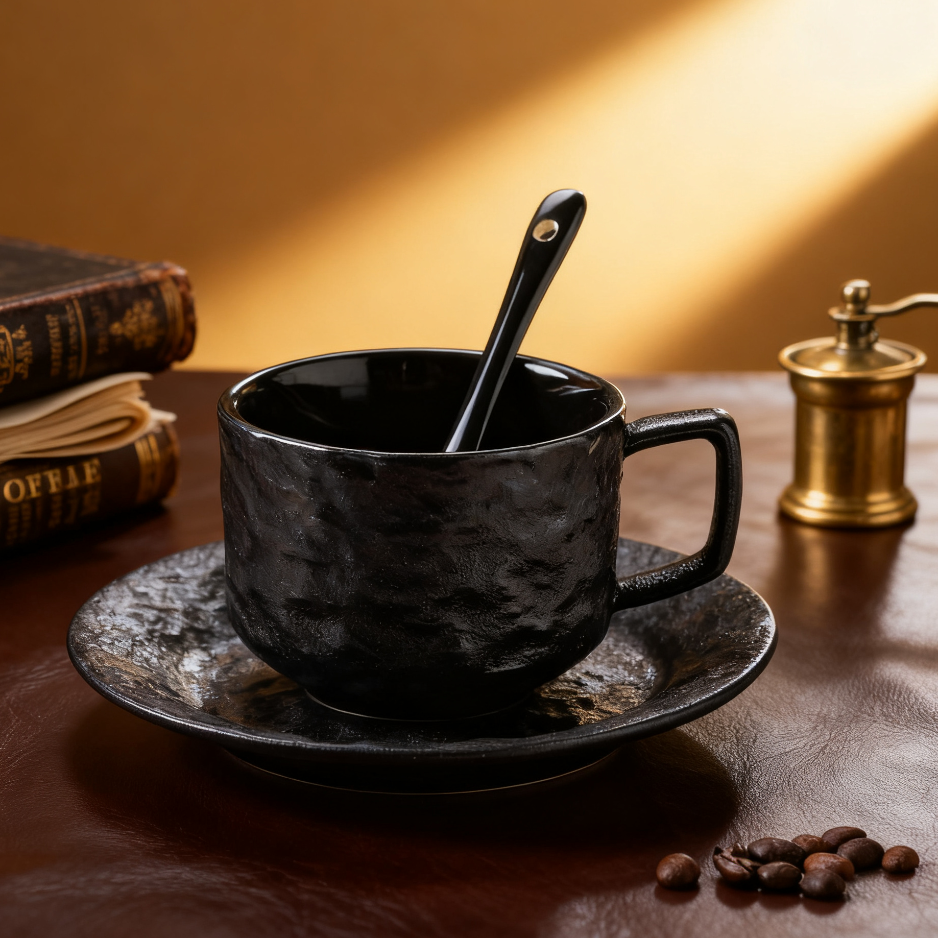 复古风轻奢石纹咖啡杯套装