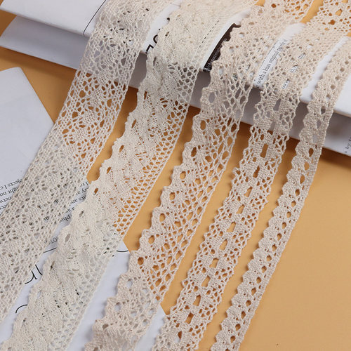 米色棉线编织花边辅料蕾丝边材料