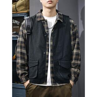 2026新款春秋季纯棉牛仔马甲男外穿休闲马夹男款坎肩背心工装外套