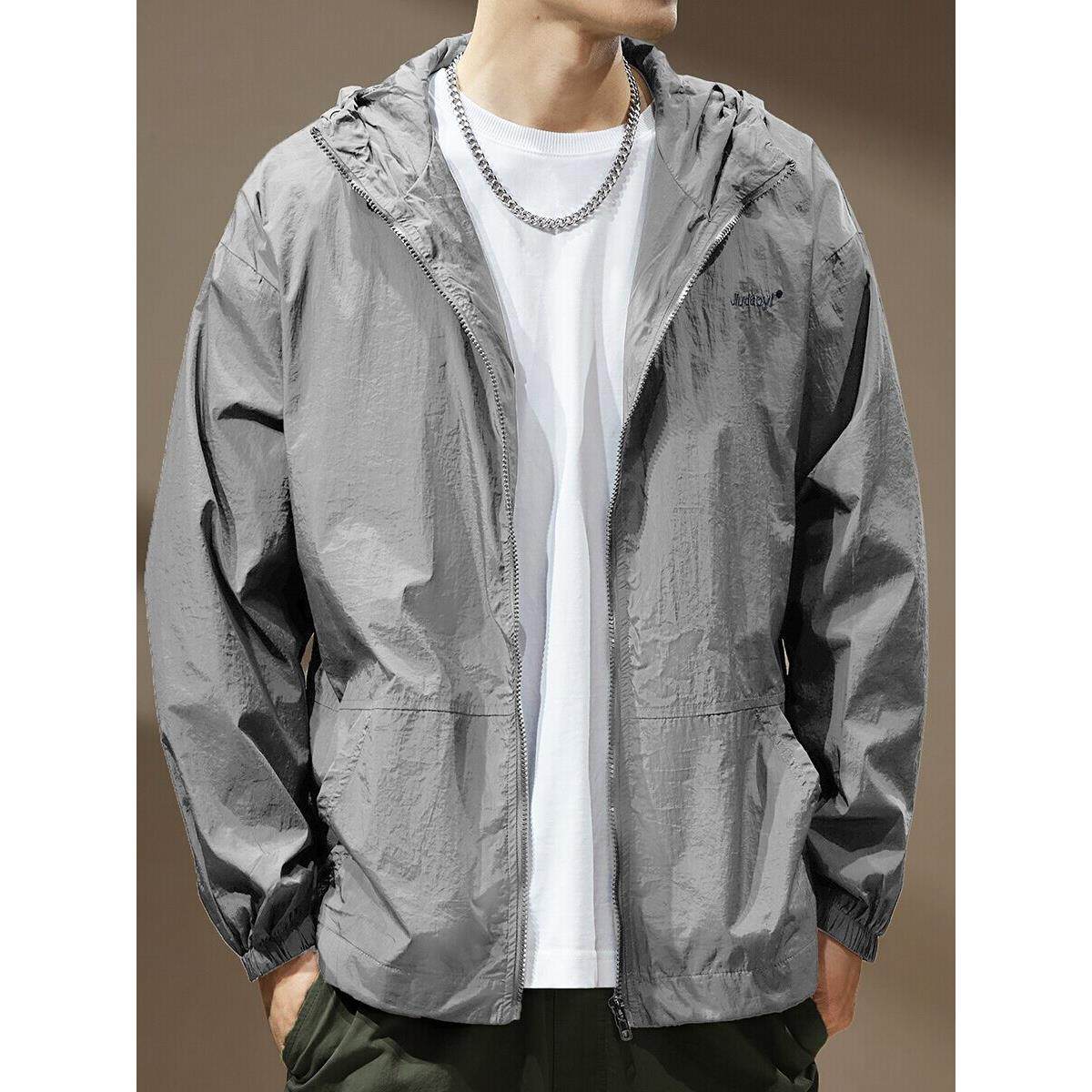 高端工装户外克防晒衣外套男秋季新款连帽防紫外线工装夹冲锋衣男