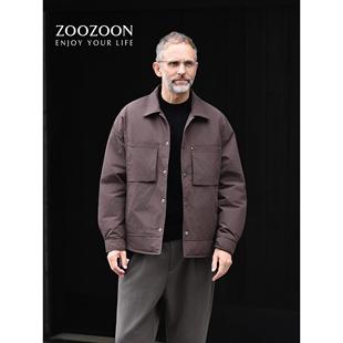 男士羽绒服2025新款冬季翻领短款男款休闲夹克简约工装系外套