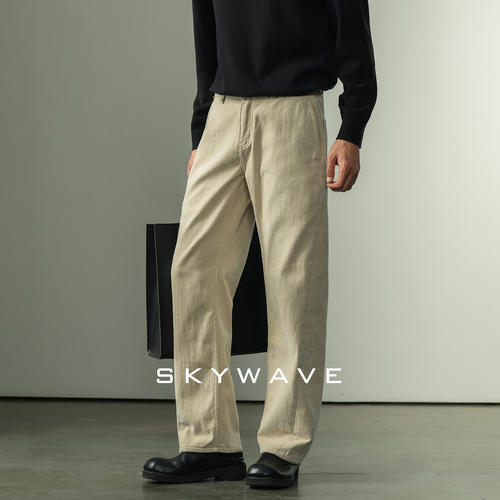 SKYWAVE高级感雪尼尔休闲裤男冬季加厚保暖宽松百搭直筒通勤长裤