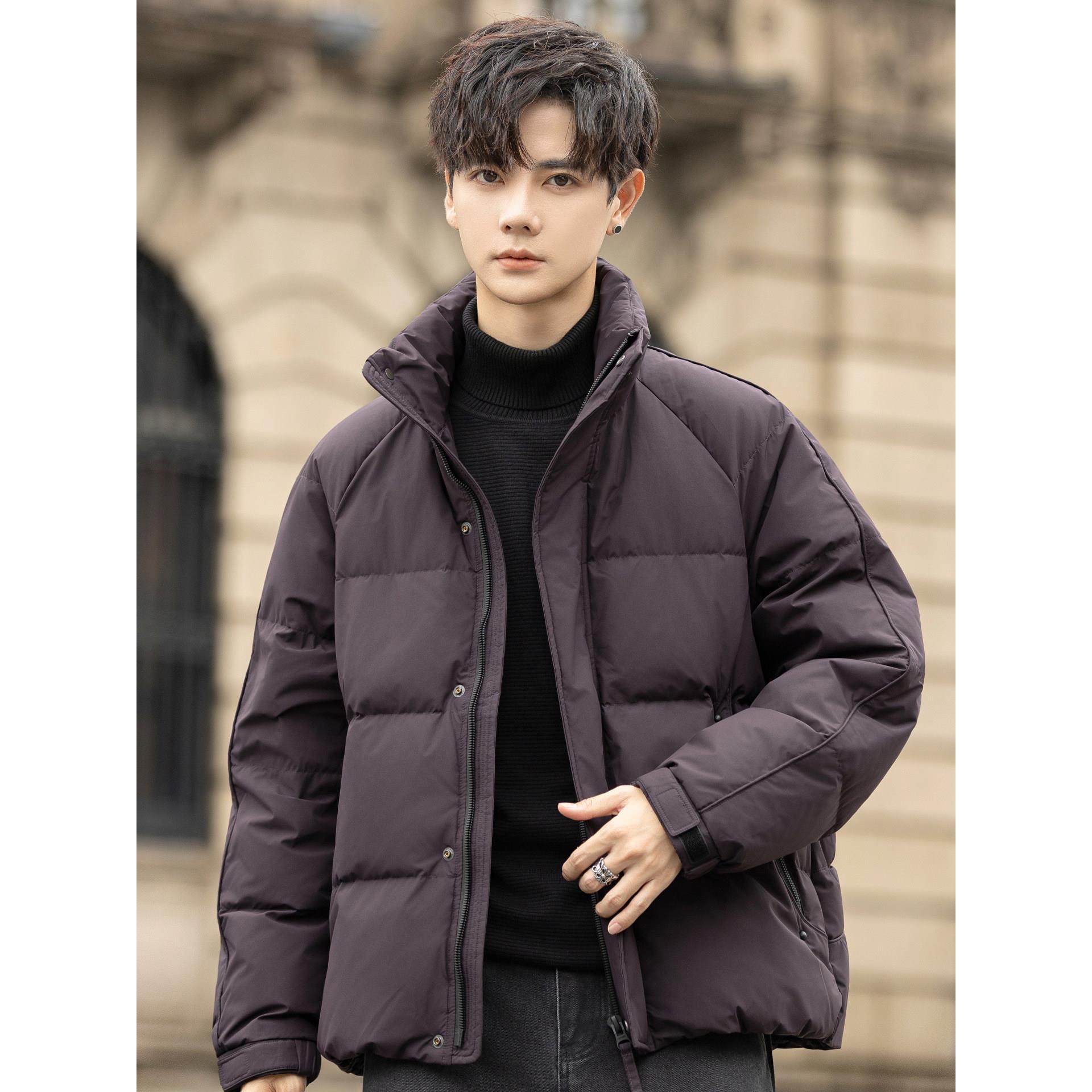 90绒子高充绒量男士轻薄羽绒服冬季立领排骨面包服青少年上衣加厚