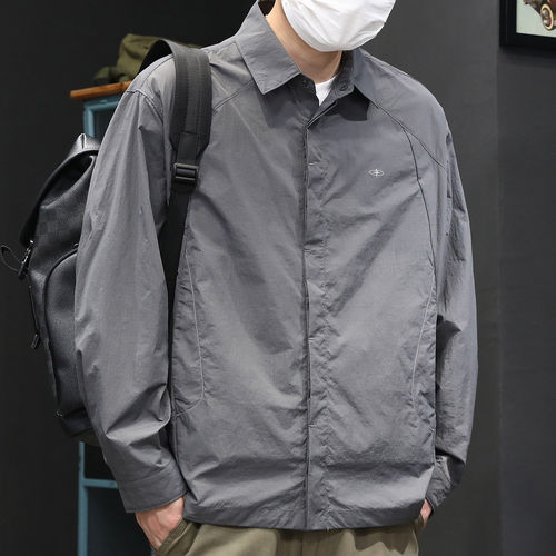 夏季户外防晒衬衫男士轻薄透气冰丝速干防晒衣男款休闲长袖衬衣男