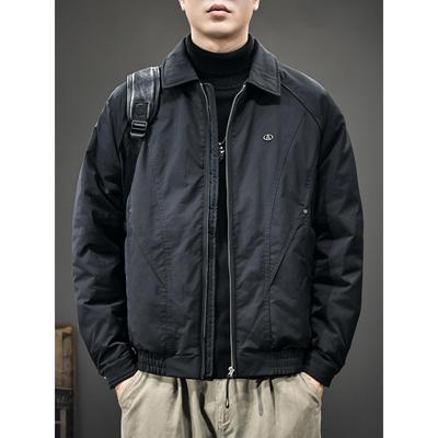 2025冬季新款防风保暖男士羽绒服美式宽松大码翻领男款上衣外套潮