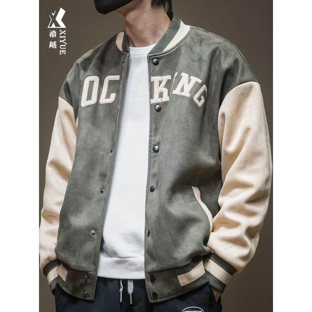 美式潮流棒球服男春秋大码男士2025新款秋冬加厚夹克加大棉衣外套
