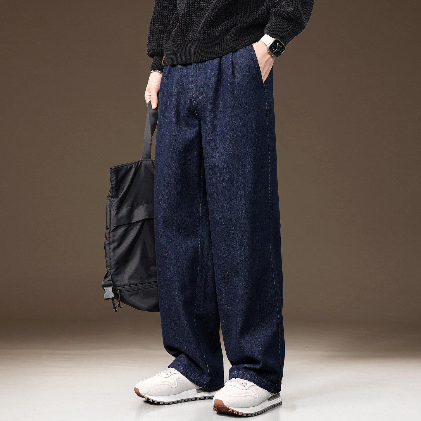 高端美式高街原色垂感牛仔裤男2025秋季新款宽松直筒阔腿休闲裤子