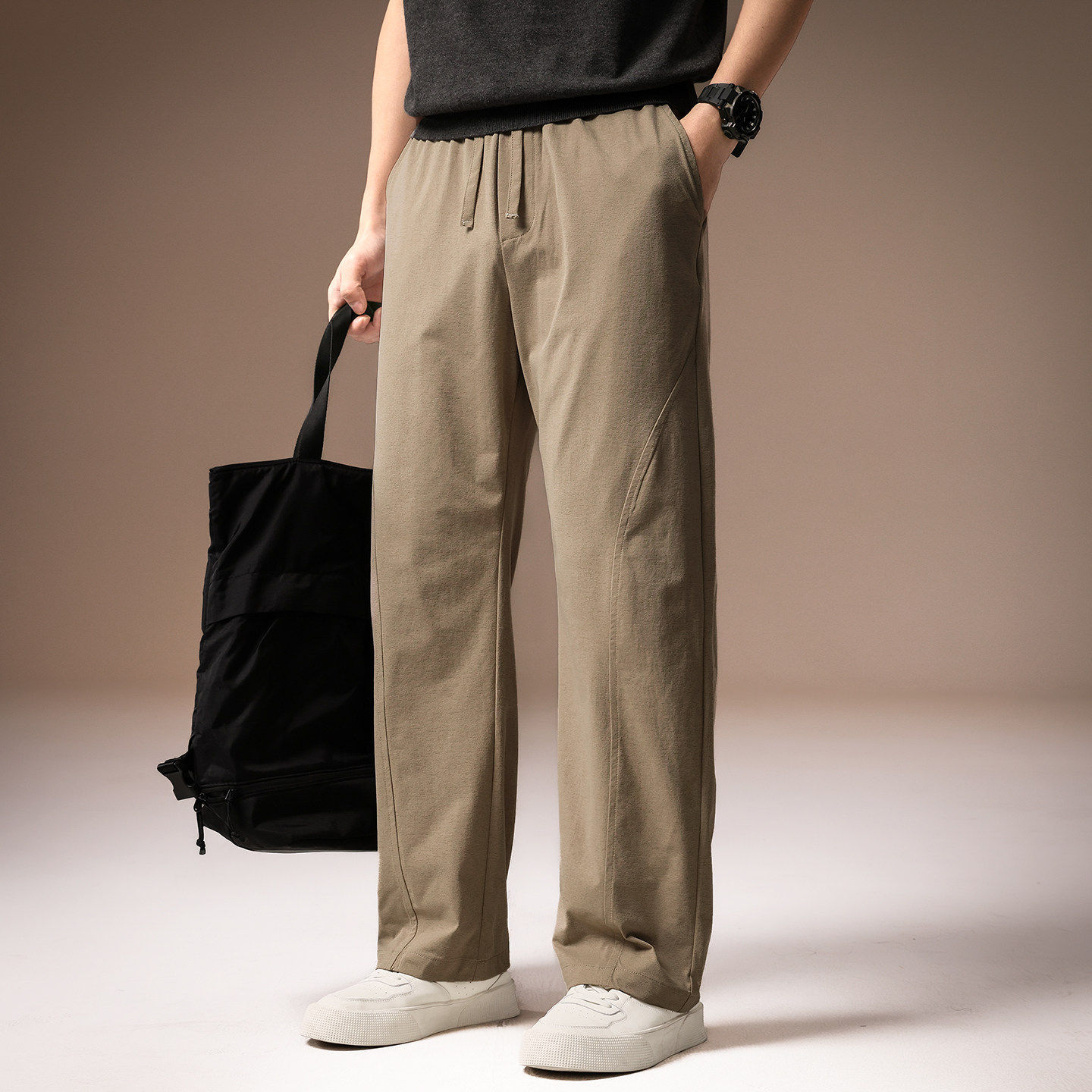 高端法式慵懒风通勤百搭休闲裤男春夏薄款冰凉舒适宽松垂感直筒裤