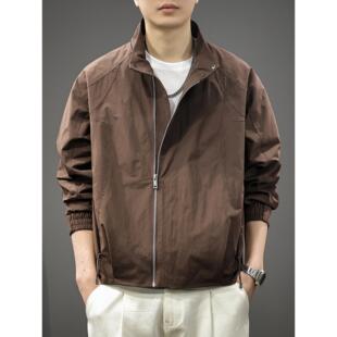 美式复古斜门襟短款夹克男春季2026新款宽松男士拼接工装立领外套