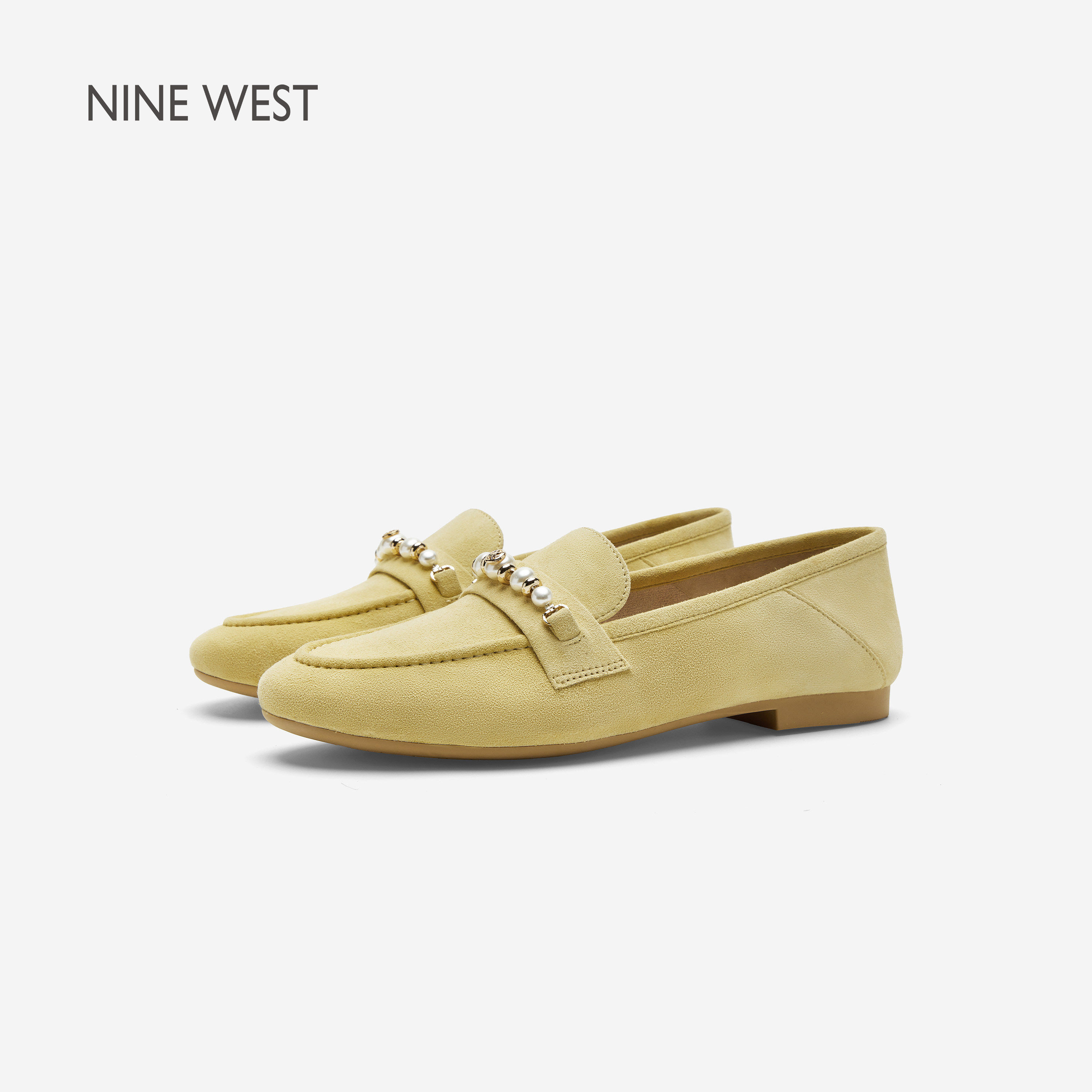 Nine West/玖熙乐福鞋女2026春季新款软底反绒豆豆鞋平底通勤单鞋,女鞋,乐福鞋（豆豆鞋）,淘宝优惠券,粉丝福利购,淘宝优惠卷