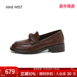 一脚蹬平底单鞋 奥莱专供Nine 女英伦风小皮鞋 玖熙复古乐福鞋 West