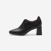 奥莱专供Nine 粗跟方头短靴百搭女鞋 West 玖熙2025秋冬气质小皮鞋