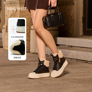 真皮高帮休闲鞋 Nine 加绒保暖棉鞋 玖熙厚底雪地靴女2025冬季 West