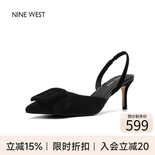 玖熙名媛露跟尖头蝴蝶结猫跟凉鞋