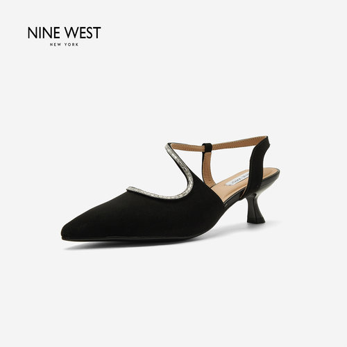 NineWest/玖熙尖头水钻凉鞋女