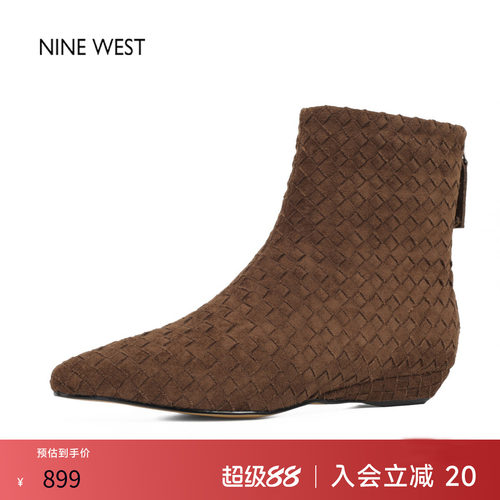 玖熙法式复古方头瘦瘦弹力靴