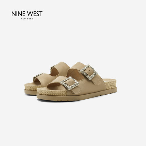 NineWest/玖熙双带扣休闲一字拖