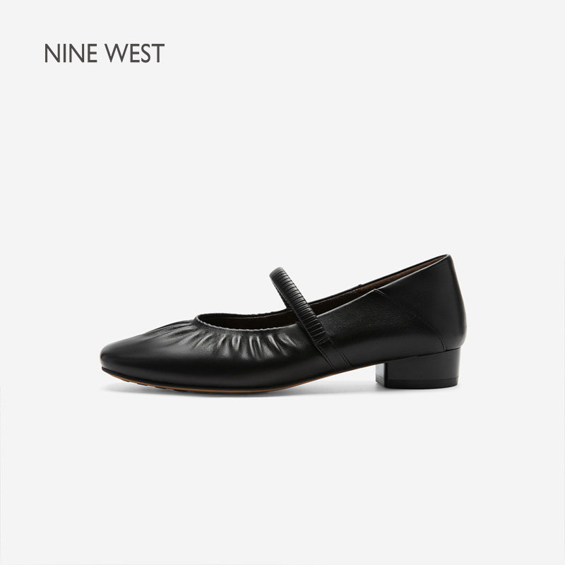 奥莱专供Nine West/玖熙2026年春玛丽珍鞋女方头低跟芭蕾舞鞋女