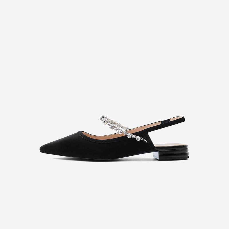 Nine West/玖熙2026年春夏季新款包头凉鞋女低跟后空钻带绒面凉鞋