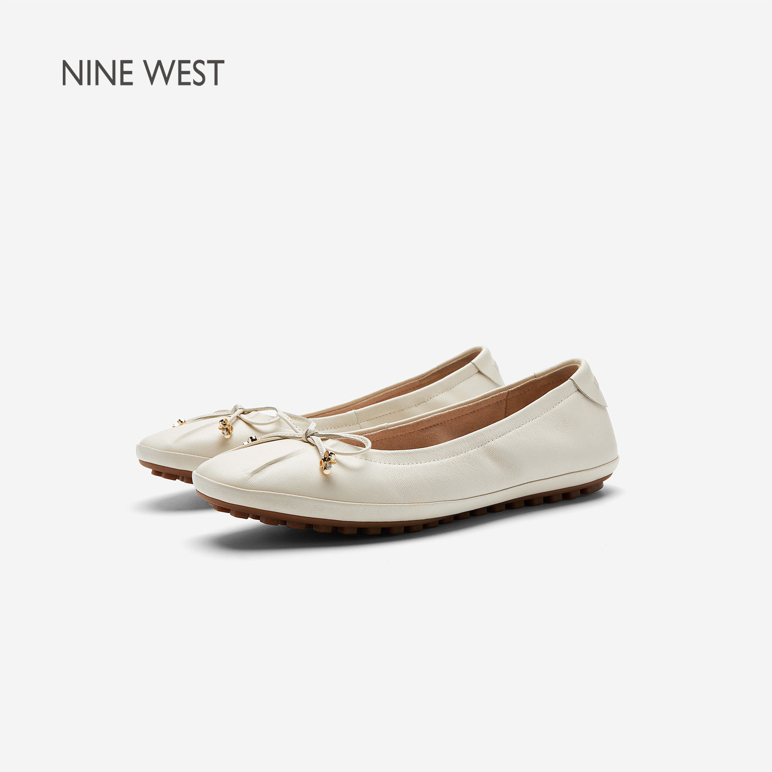 Nine West/玖熙2026年春夏新款低跟单鞋女圆头蝴蝶结轻便芭蕾舞鞋