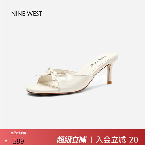 玖熙新款蝴蝶结细跟高跟鞋凉拖