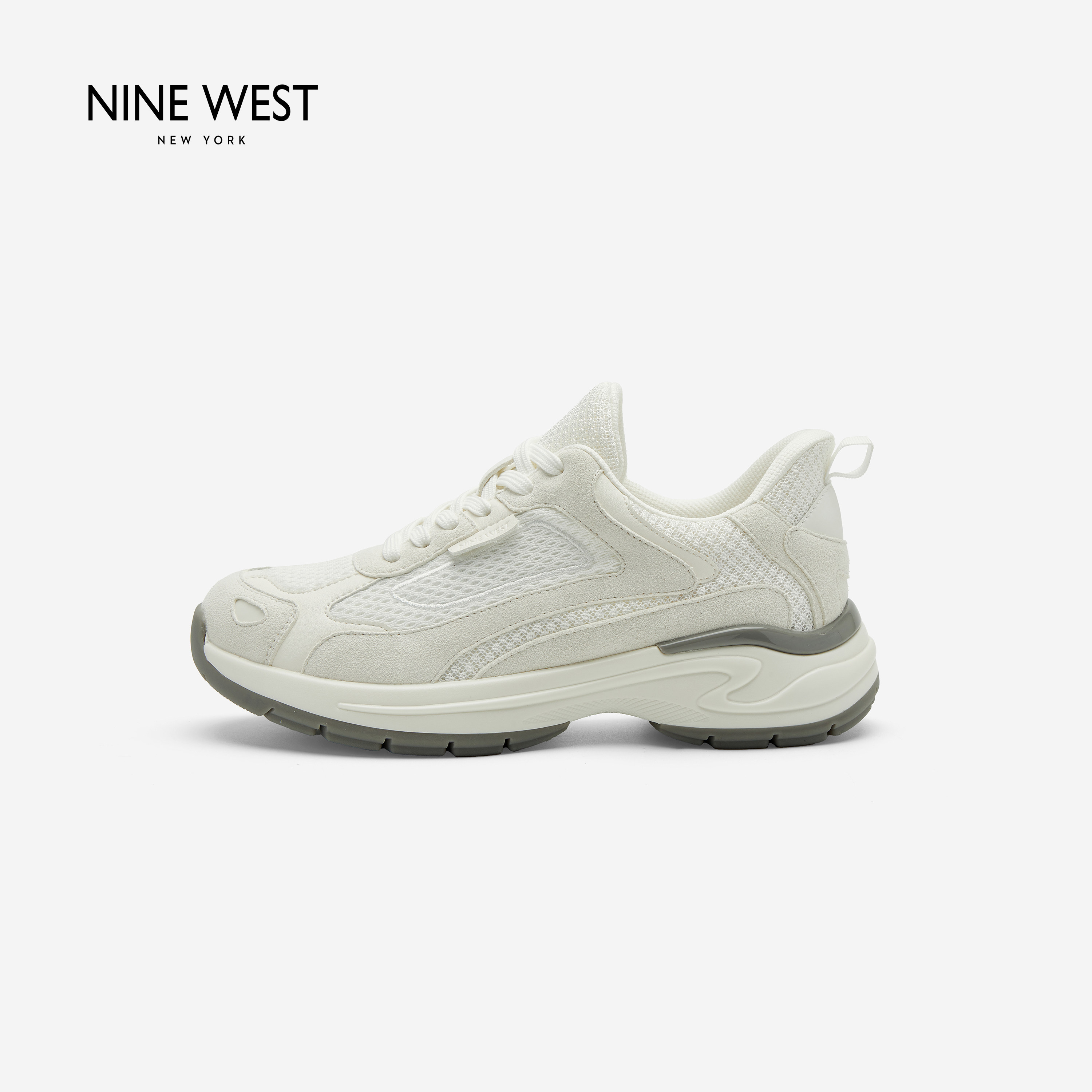 Nine West/玖熙复古透气老爹鞋女新款通勤厚底网面百搭运动休闲鞋