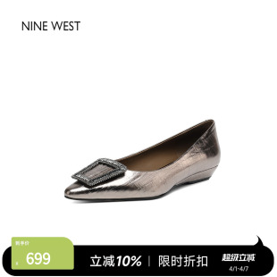 通勤羊皮单鞋 奥莱专供Nine West 玖熙法式 女高级不累脚尖头高跟鞋