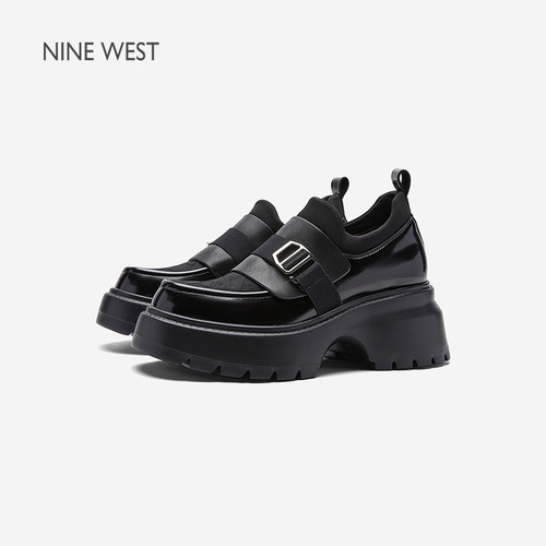 NineWest/玖熙高跟圆头乐福鞋女