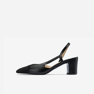 West 女休闲甜美尖头高跟玛丽珍女鞋 玖熙夏季 包头凉鞋 新款 Nine