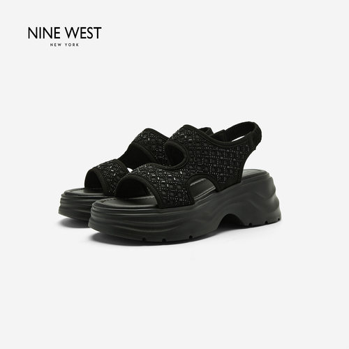 NineWest/玖熙烫钻厚底凉鞋女