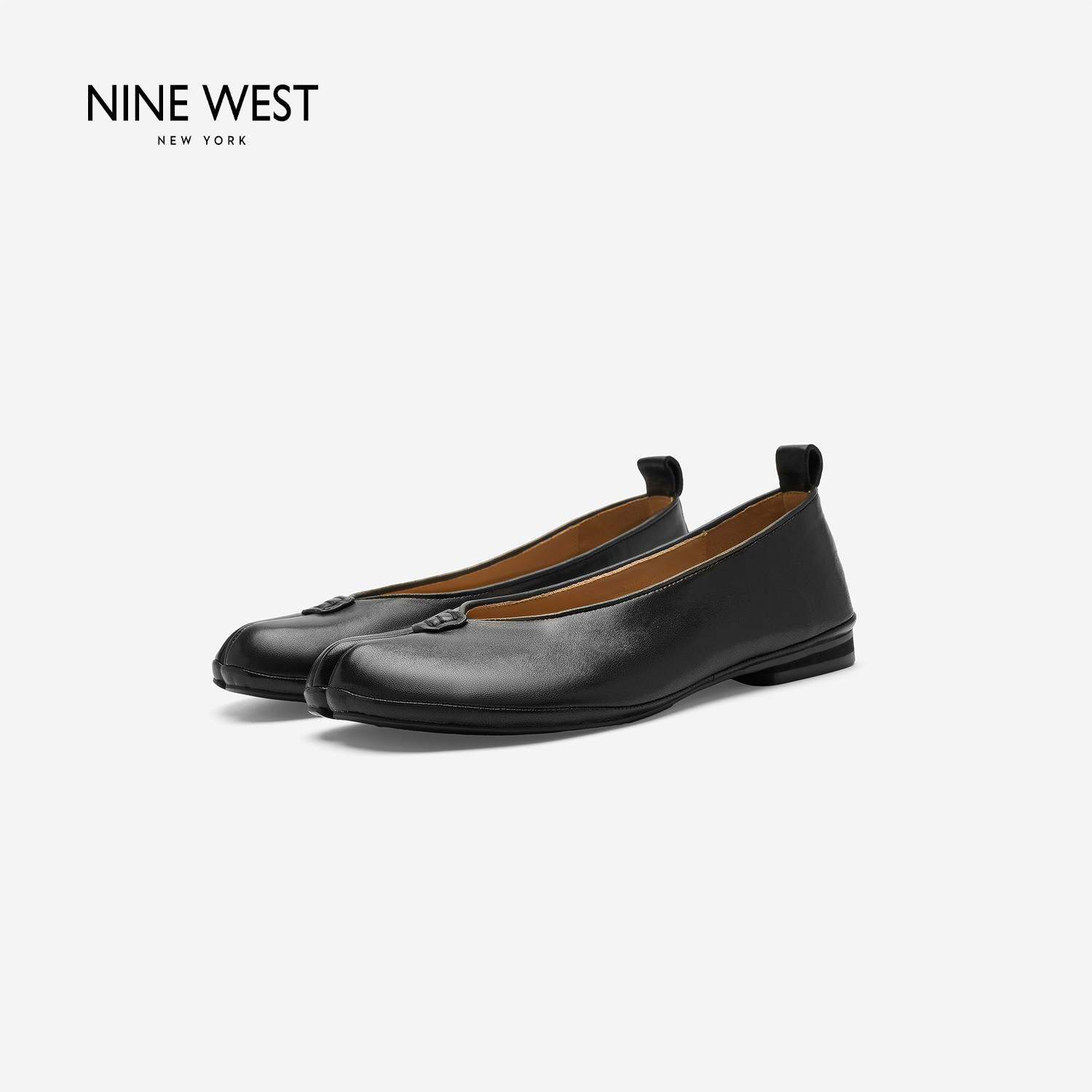 奥莱专供Nine West/玖熙通勤风浅口单鞋女平底百搭简约芭蕾分趾鞋