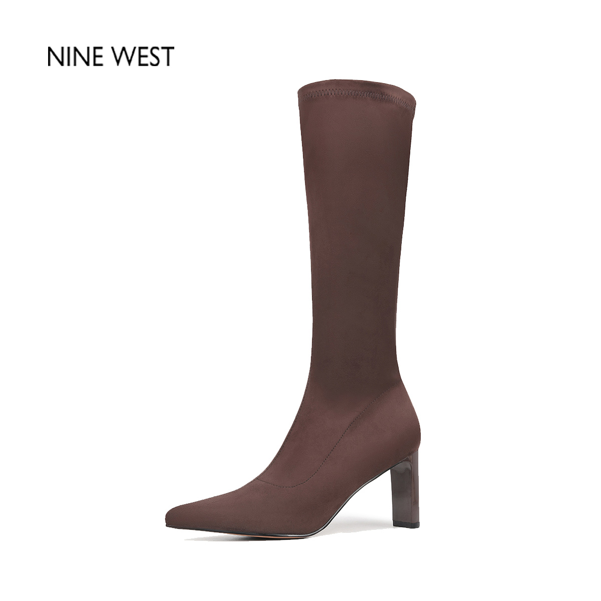 玖熙法式复古尖头高跟弹力靴