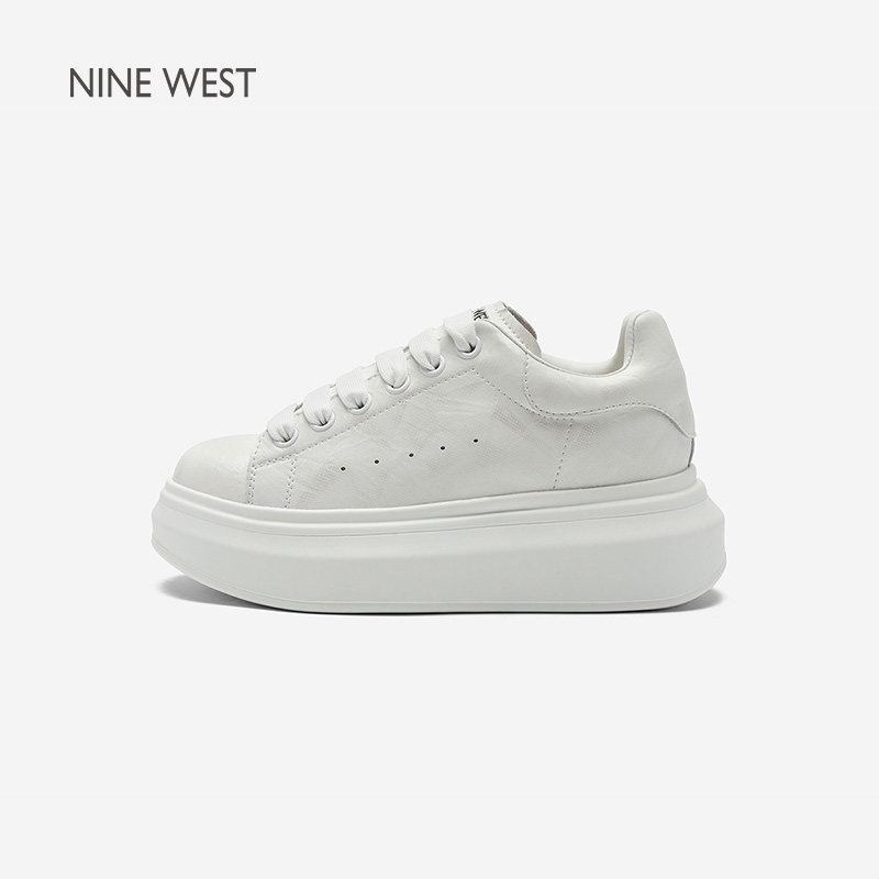 奥莱专供Nine West/玖熙2025厚底小白鞋增高松糕鞋板鞋休闲鞋女鞋