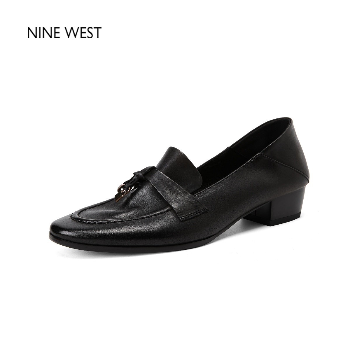 玖熙英伦风复古方头粗跟乐福鞋